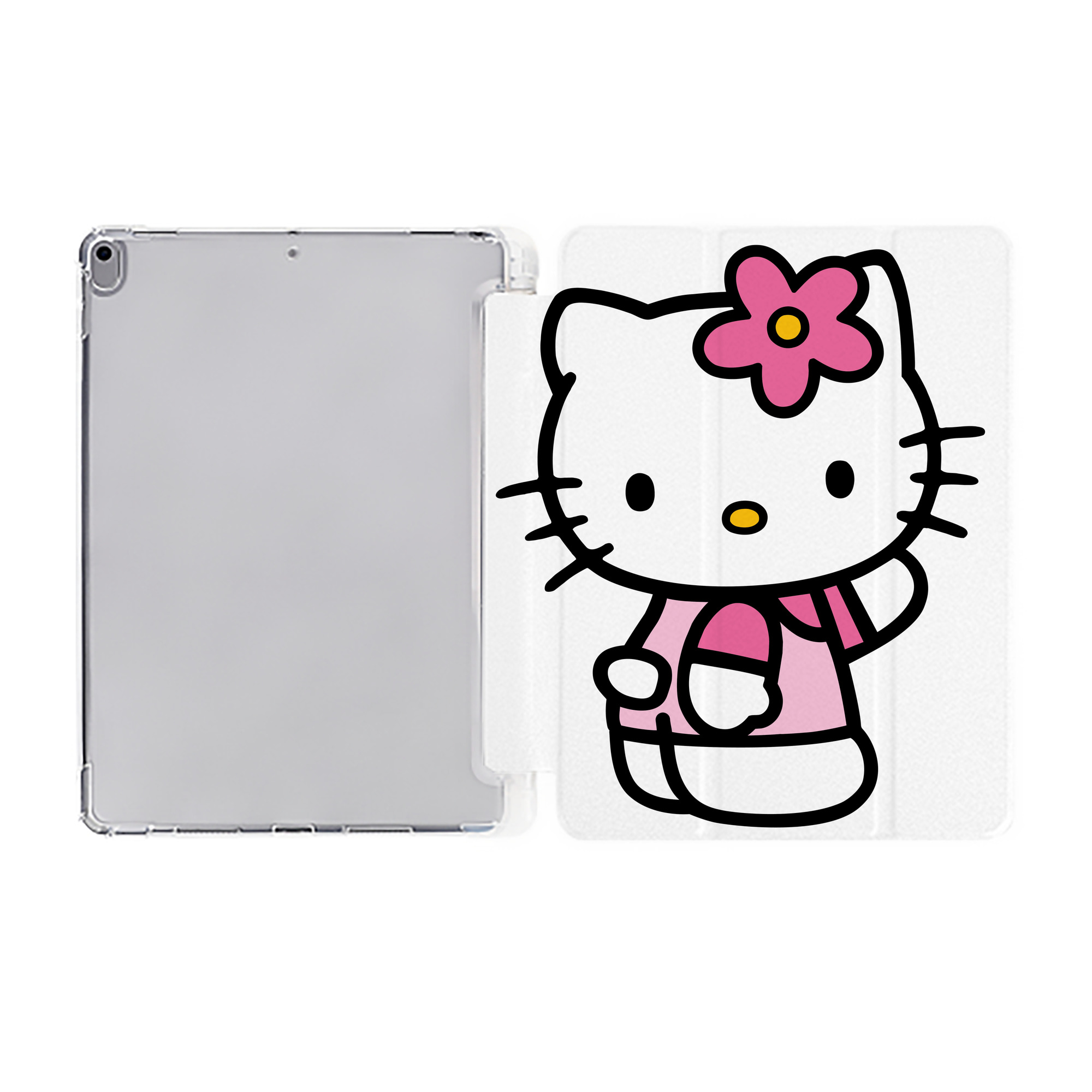 （画像用） Hello Kitty ハローキティ IPad ケース ペン収納付き 三つ折りスタンド PUレザー×シリコン 対応機種9.5/10.5/10.9インチ